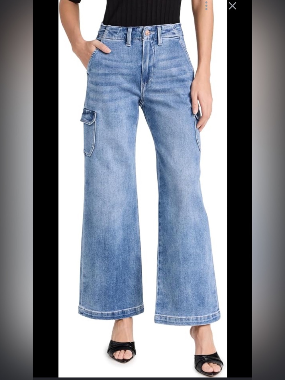 PAIGE Light Blue Wide-Leg Cargo Jeans